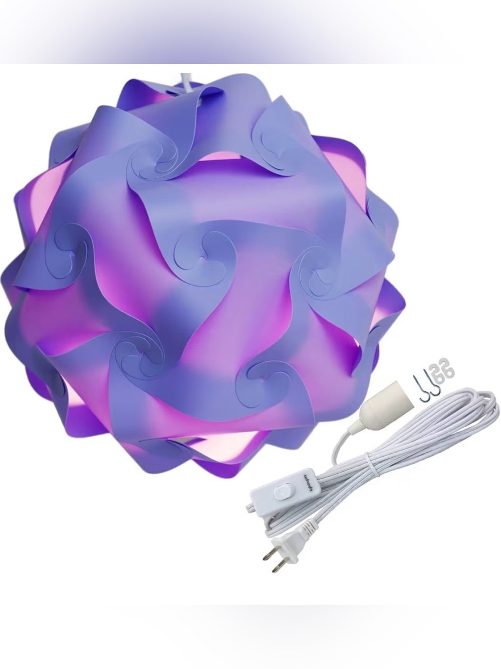 Purple Pink Decorative 10 inch Puzzle Pendant Lamp with 15 ft Cord Set